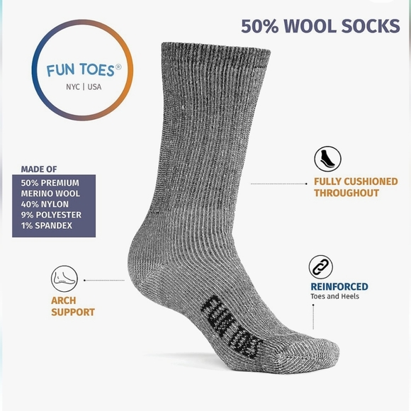 Fun Toes Quarter Cut Wool Socks - Picture 3 of 4